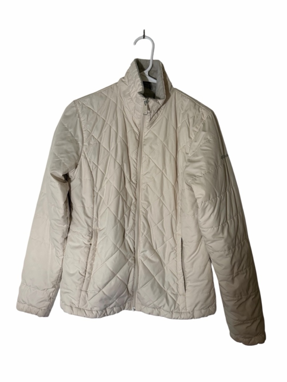 Columbia Cream Zippered Collared Puff Quilted Cozy Jacket